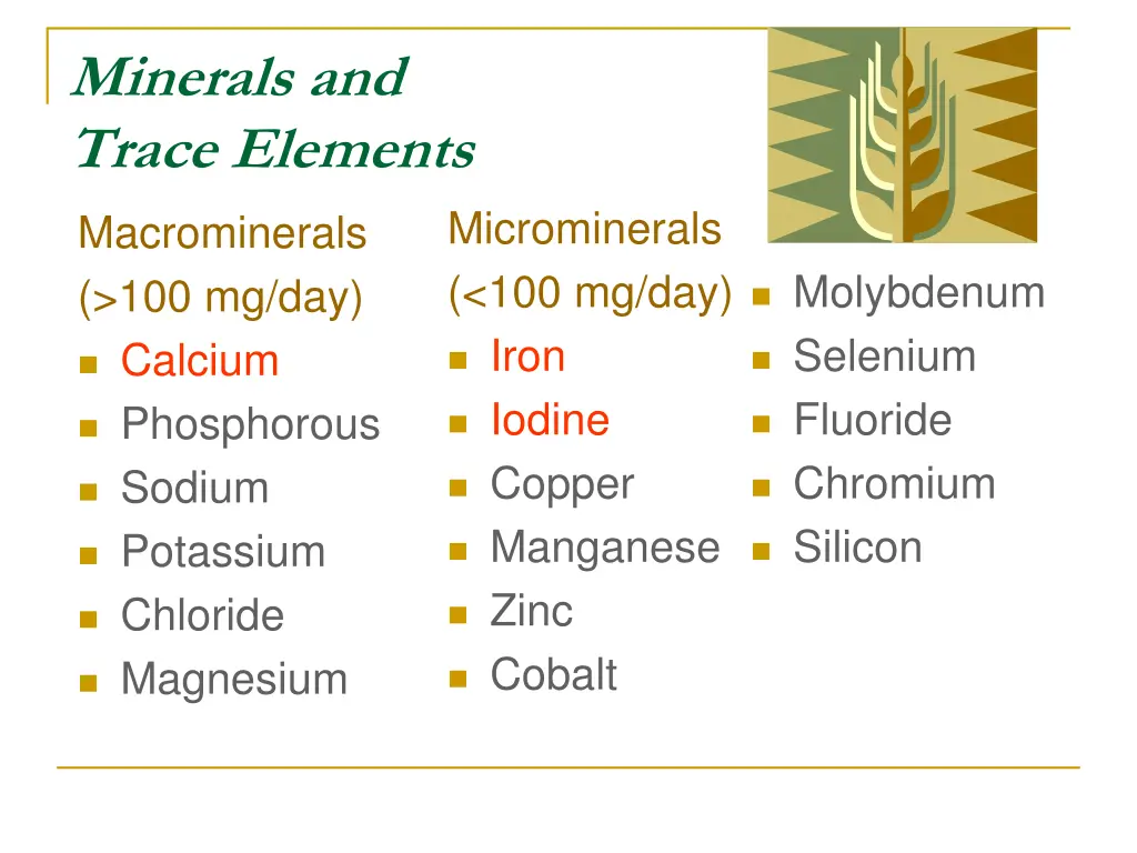 minerals and trace elements