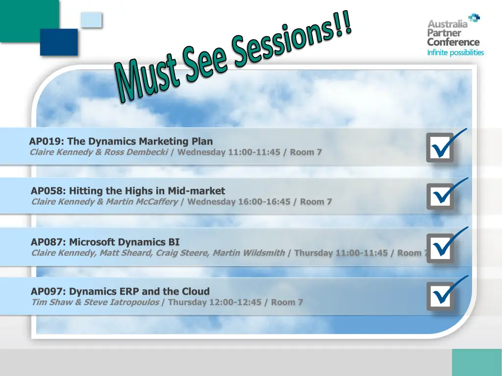 must see sessions 1