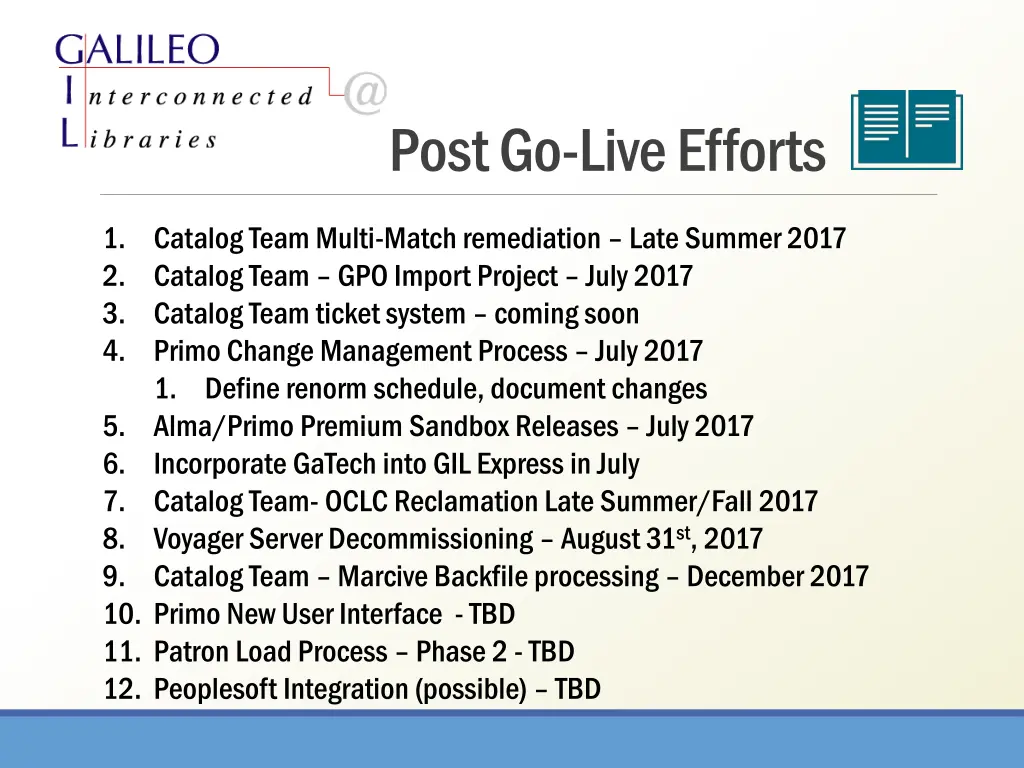 post go live efforts