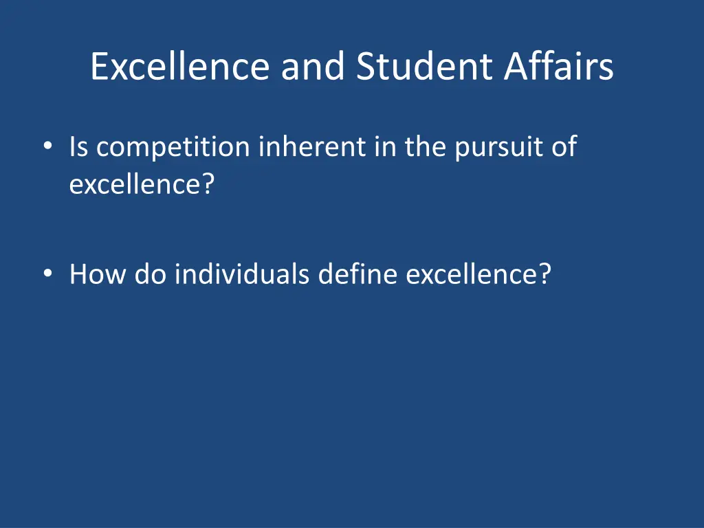 excellence and student affairs