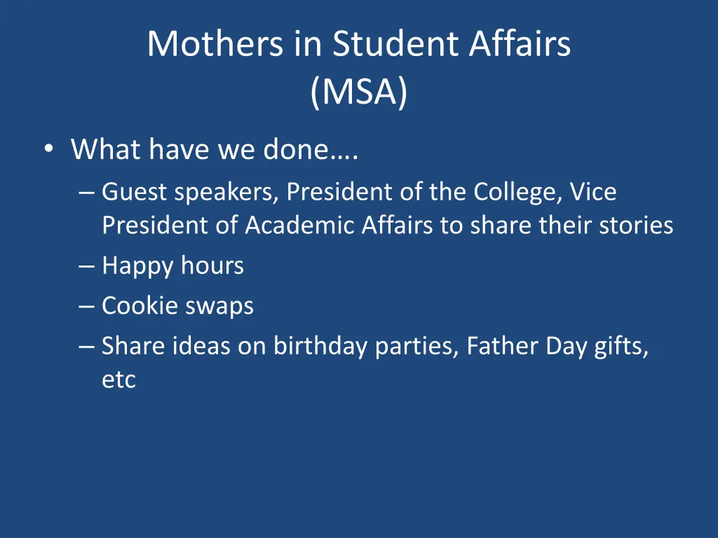 mothers in student affairs msa 2
