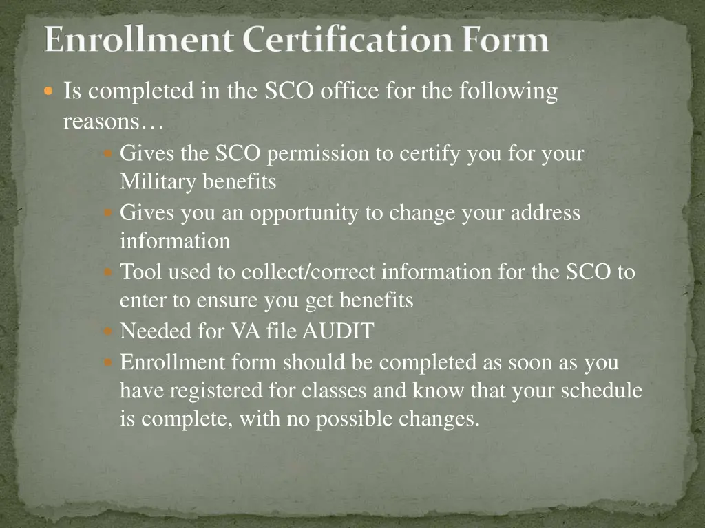enrollment certification form