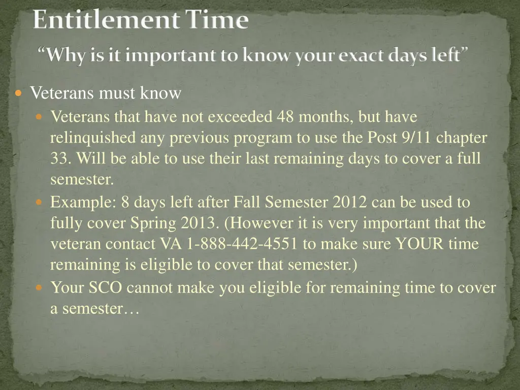 entitlement time