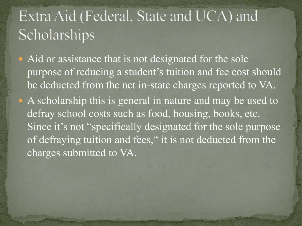 extra aid federal state and uca and scholarships