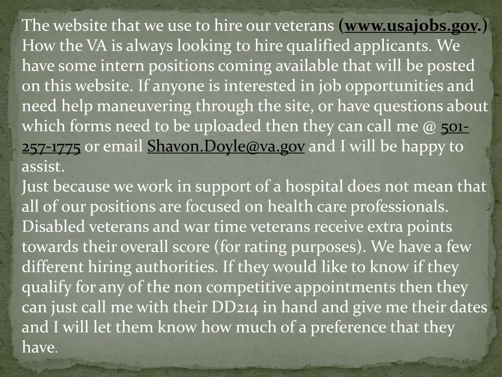 the website that we use to hire our veterans
