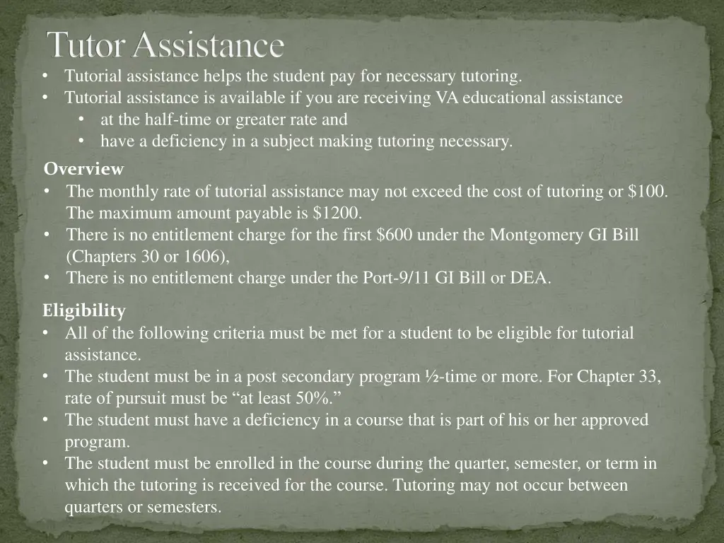 tutor assistance tutorial assistance helps