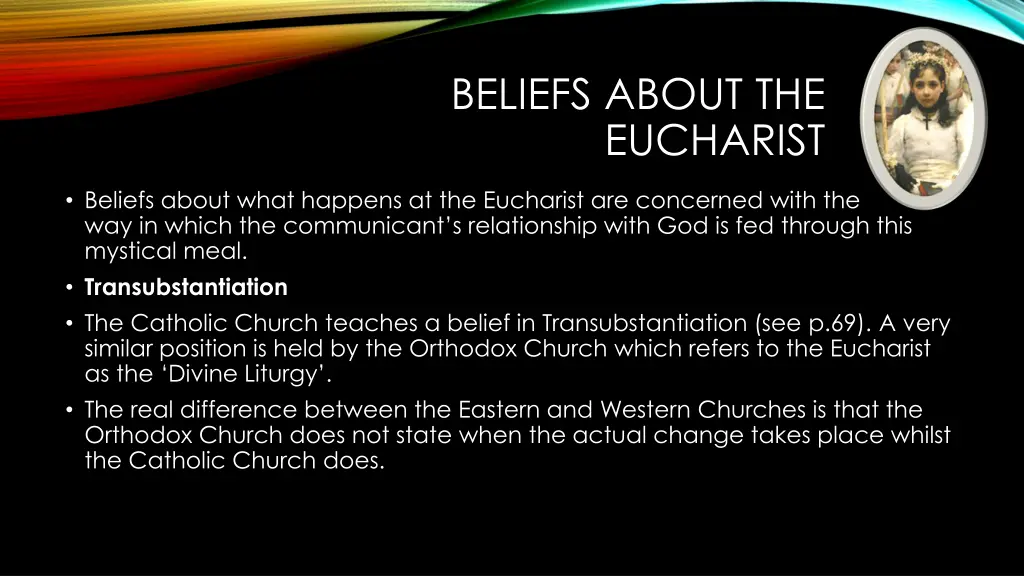 beliefs about the eucharist