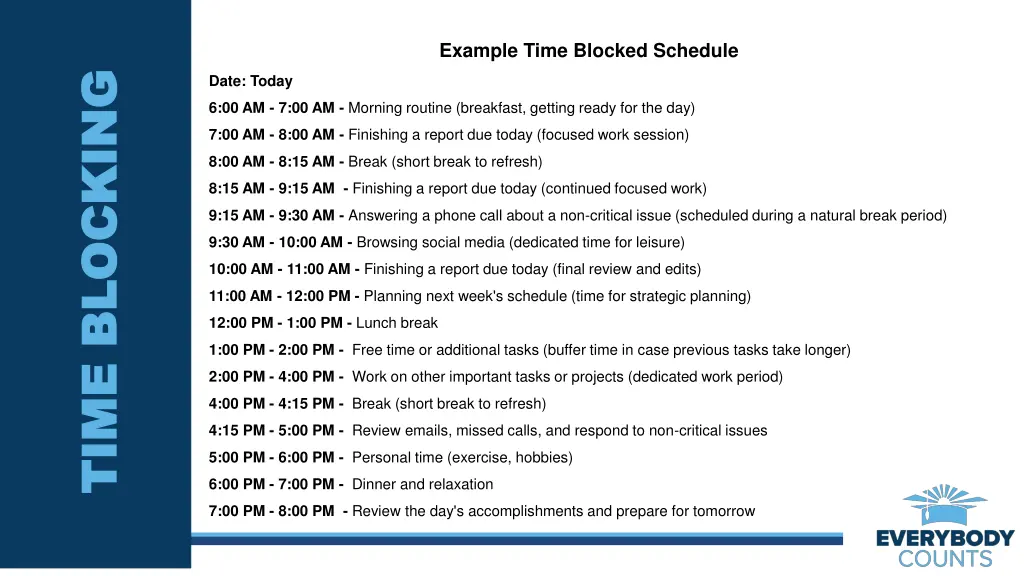 example time blocked schedule