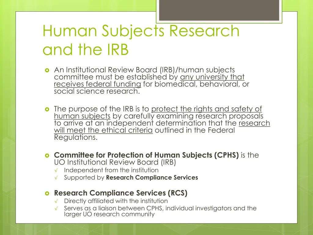 human subjects research and the irb