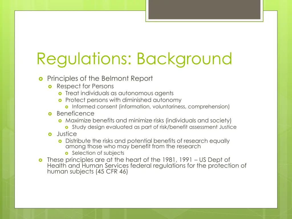 regulations background