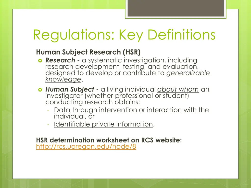 regulations key definitions