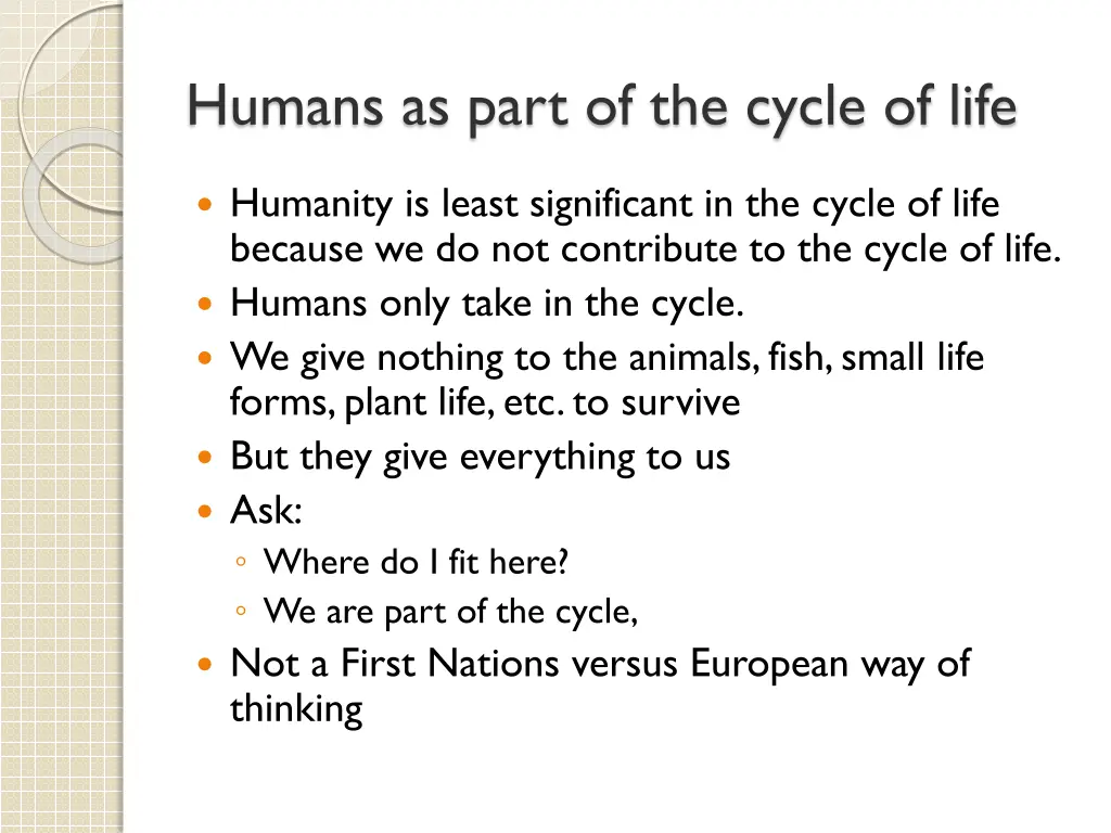 humans as part of the cycle of life