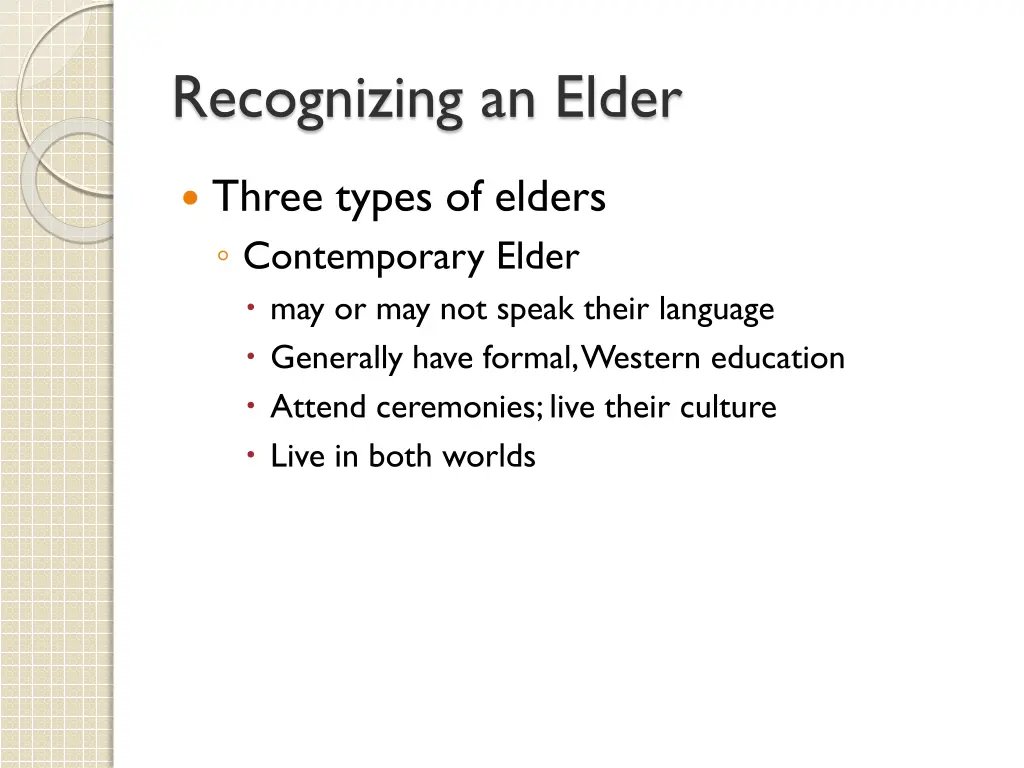 recognizing an elder 1
