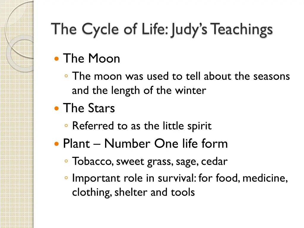 the cycle of life judy s teachings