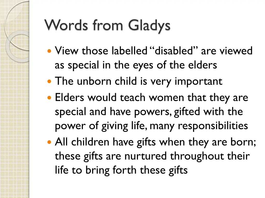 words from gladys