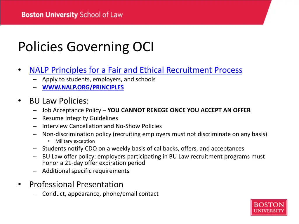 policies governing oci
