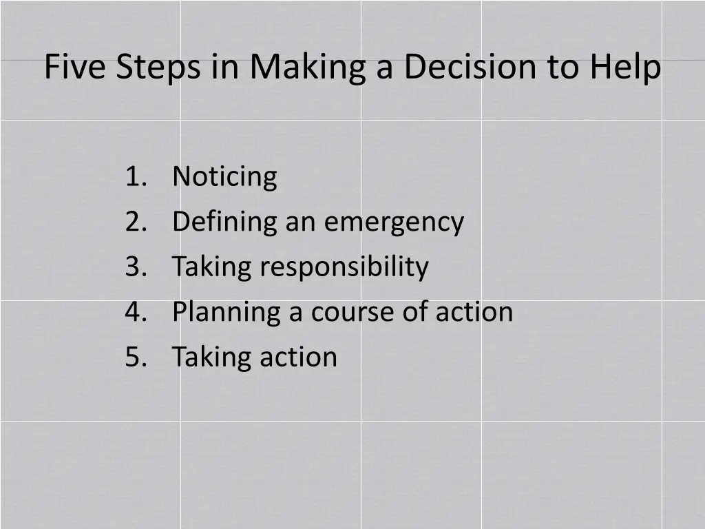 five steps in making a decision to help