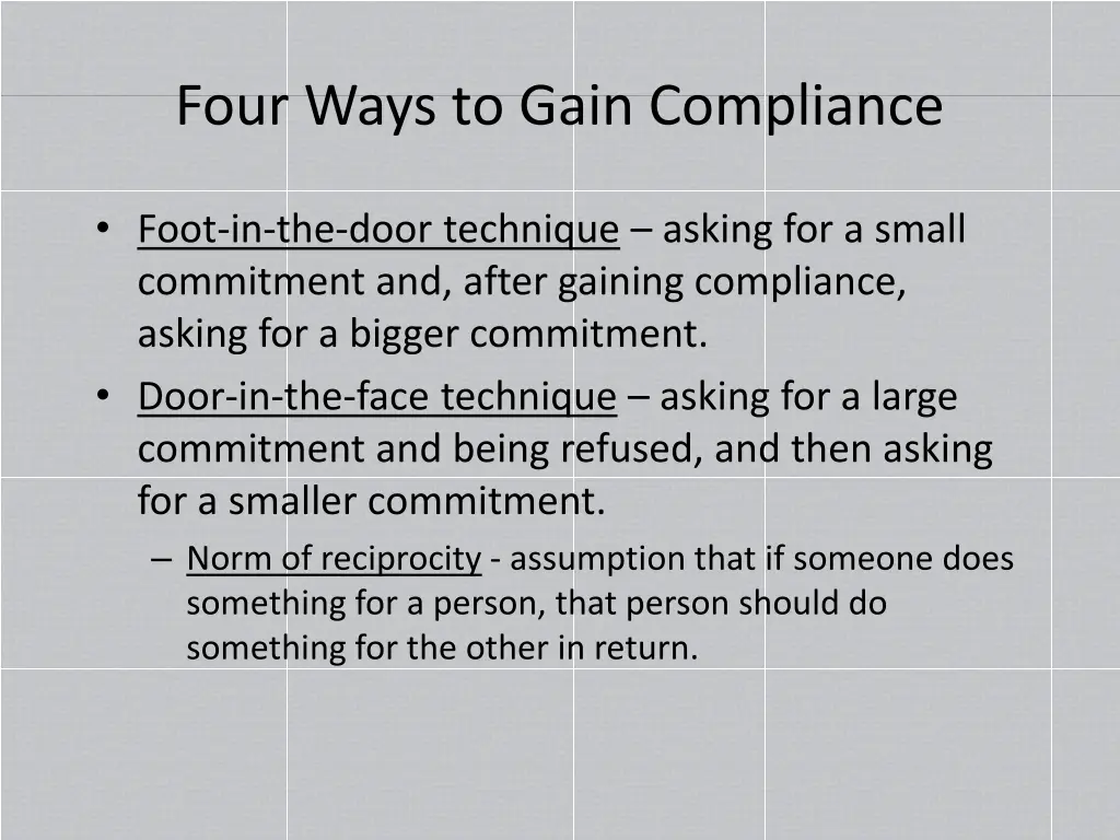 four ways to gain compliance 1