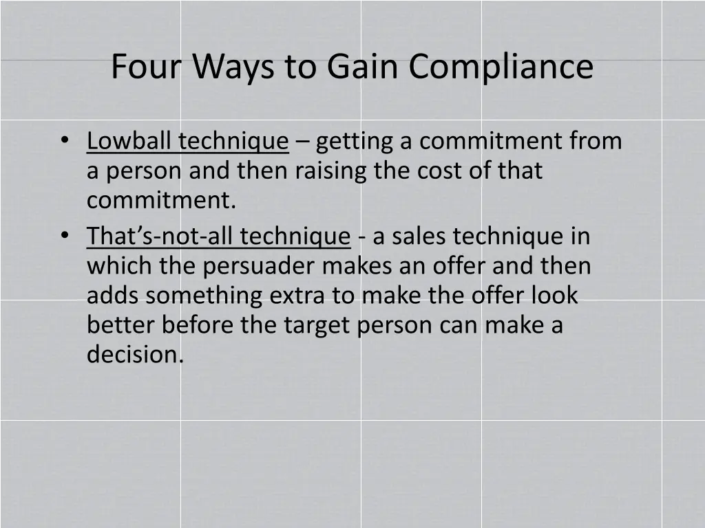 four ways to gain compliance