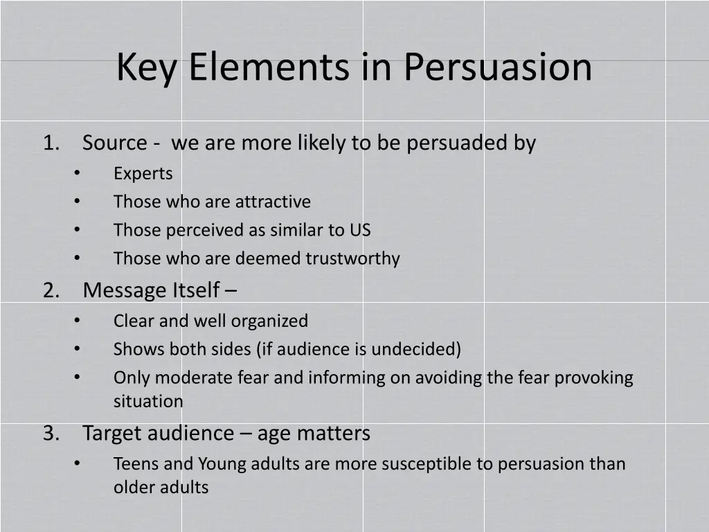 key elements in persuasion