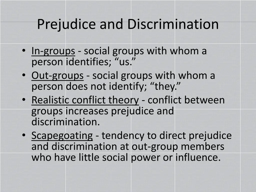 prejudice and discrimination 1
