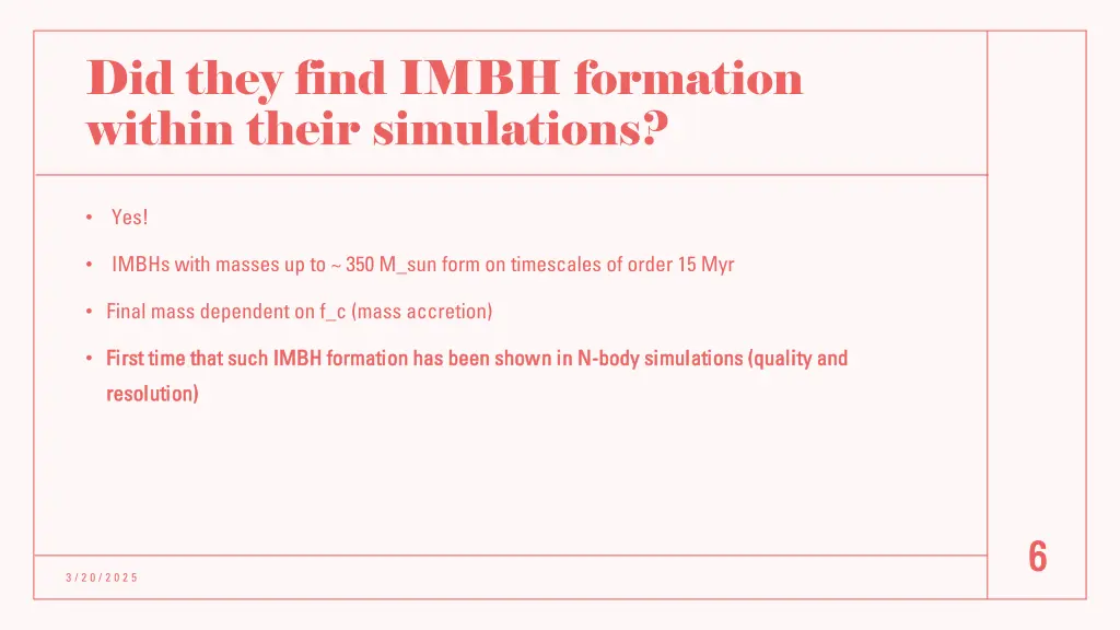 did they find imbh formation within their