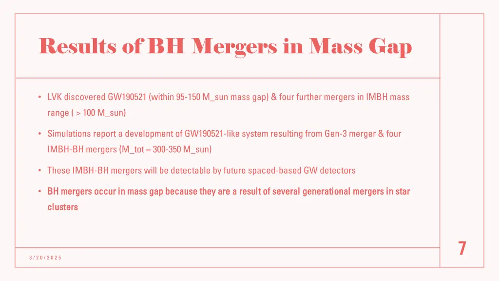 results of bh mergers in mass gap