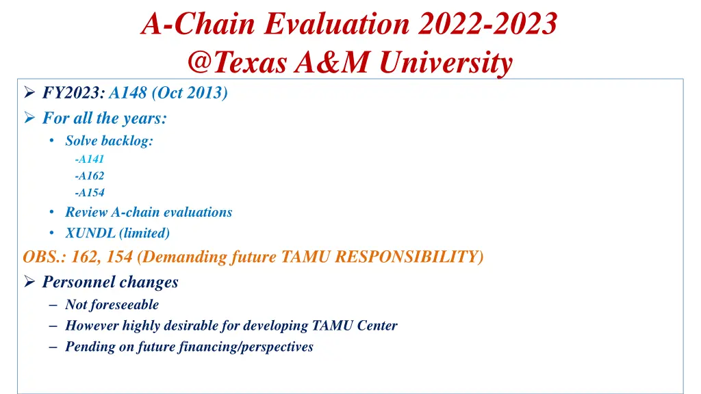 a chain evaluation 2022 2023 @texas