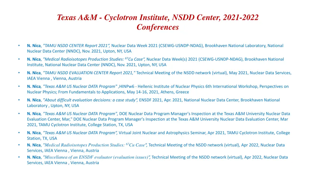 texas a m cyclotron institute nsdd center 2021 2