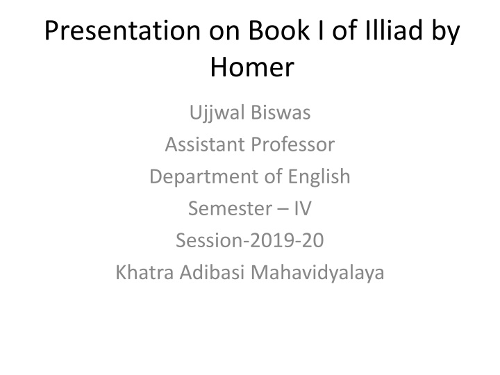 presentation on book i of illiad by homer