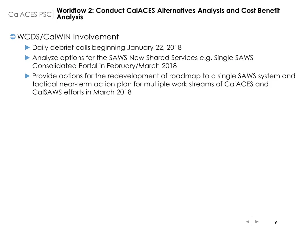 workflow 2 conduct calaces alternatives analysis 1