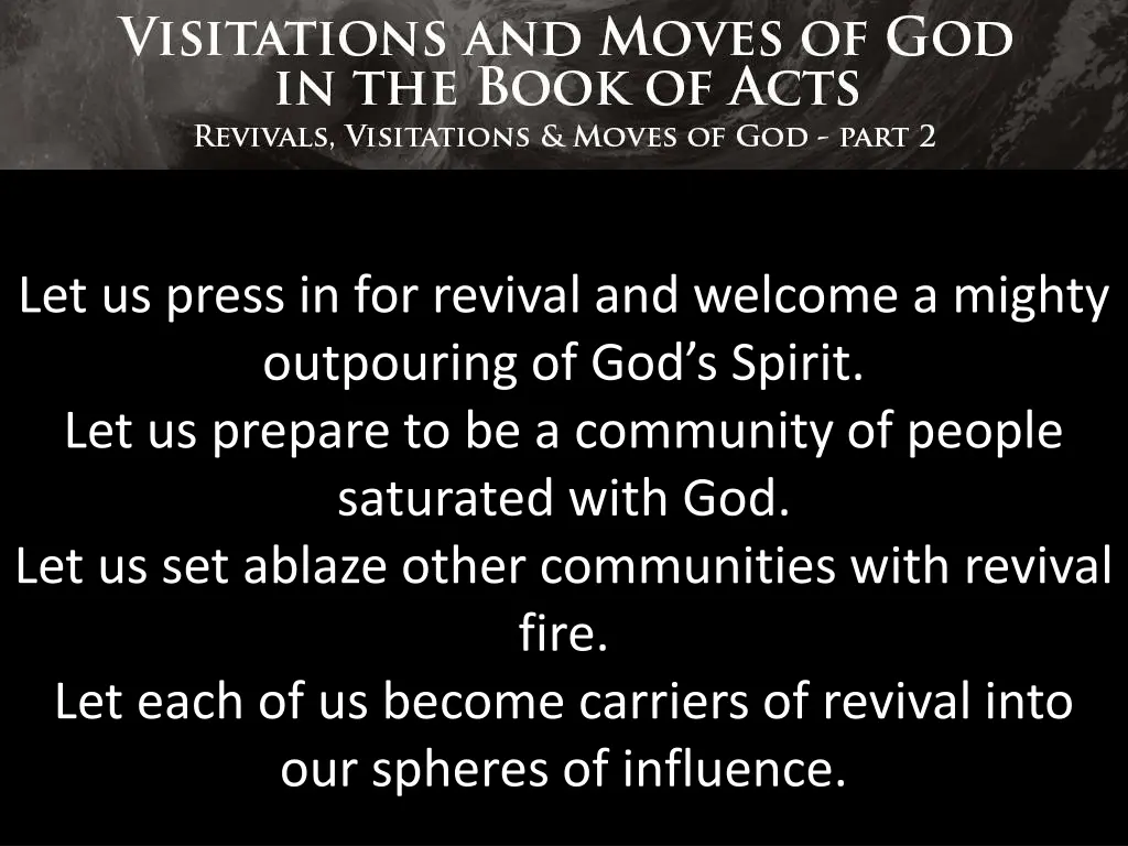 let us press in for revival and welcome a mighty