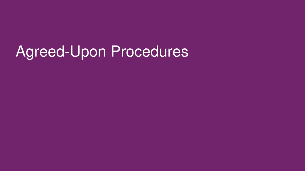agreed upon procedures