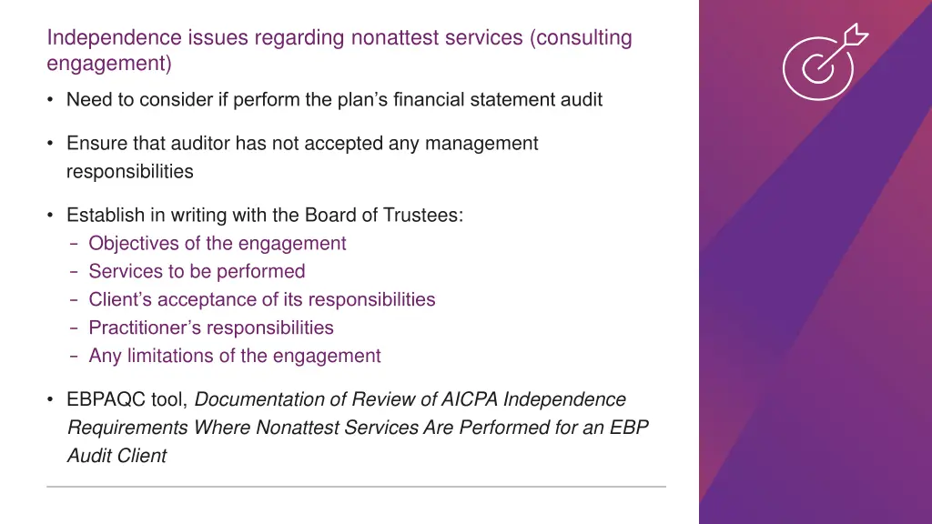 independence issues regarding nonattest services