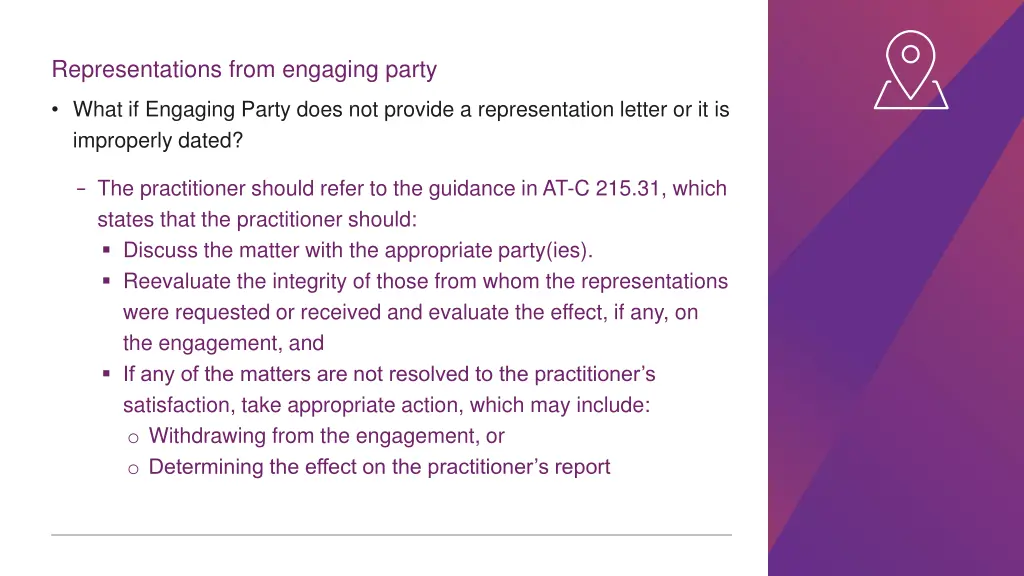 representations from engaging party 1
