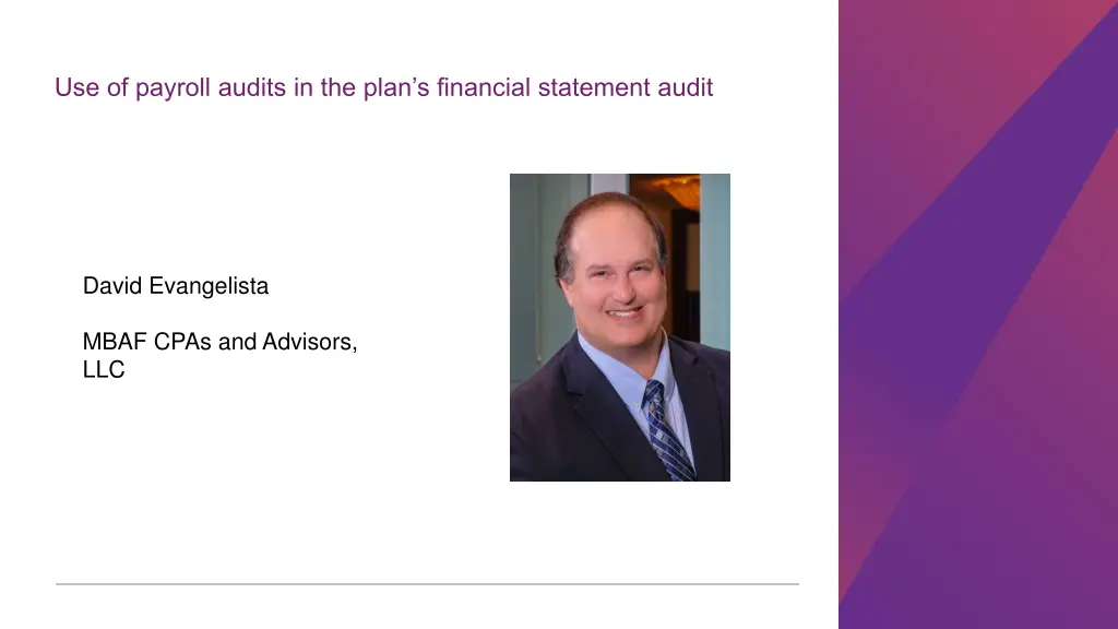 use of payroll audits in the plan s financial