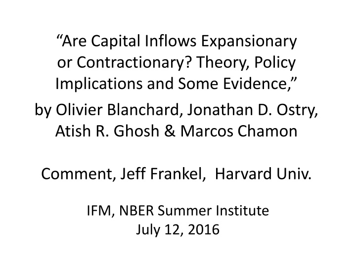 are capital inflows expansionary