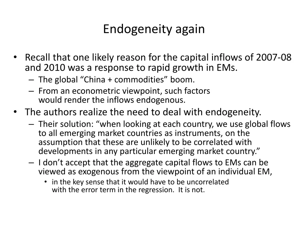 endogeneity again