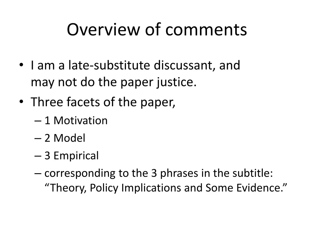 overview of comments