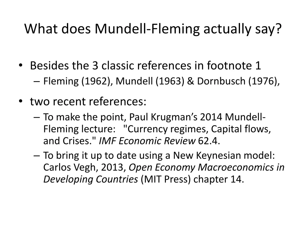 what does mundell fleming actually say