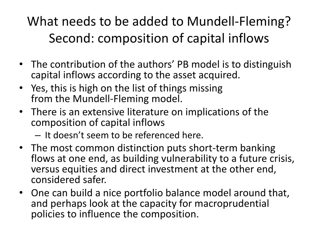what needs to be added to mundell fleming second
