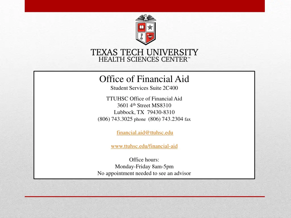 office of financial aid student services suite