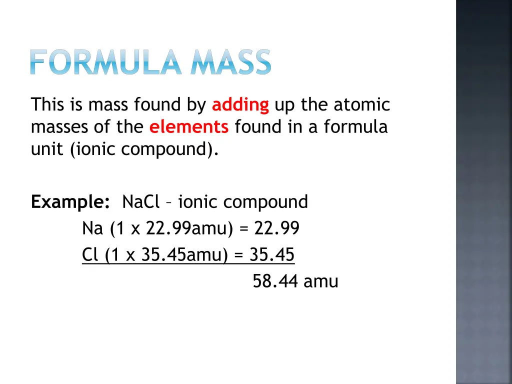 formula mass