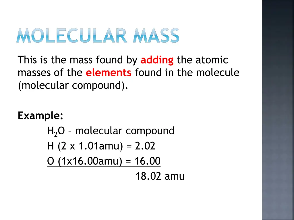 molecular mass