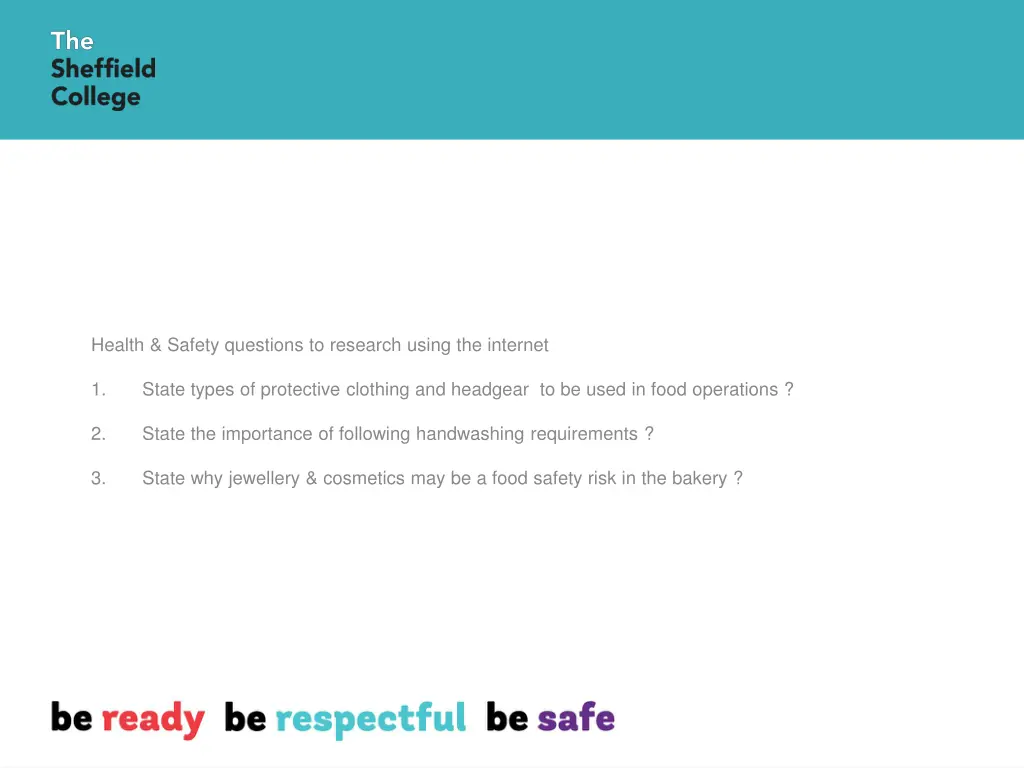 health safety questions to research using