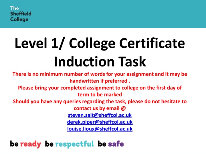 level 1 college certificate induction task there