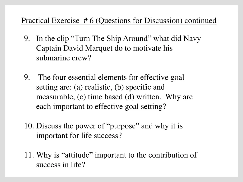 practical exercise 6 questions for discussion 2