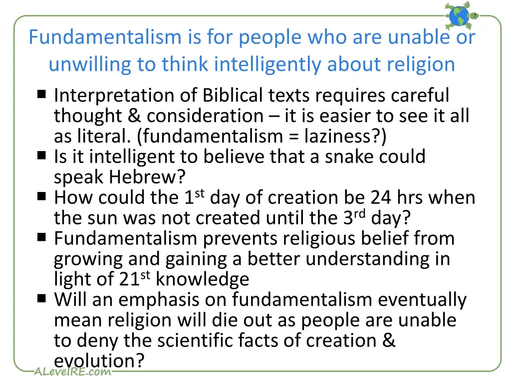 fundamentalism is for people who are unable