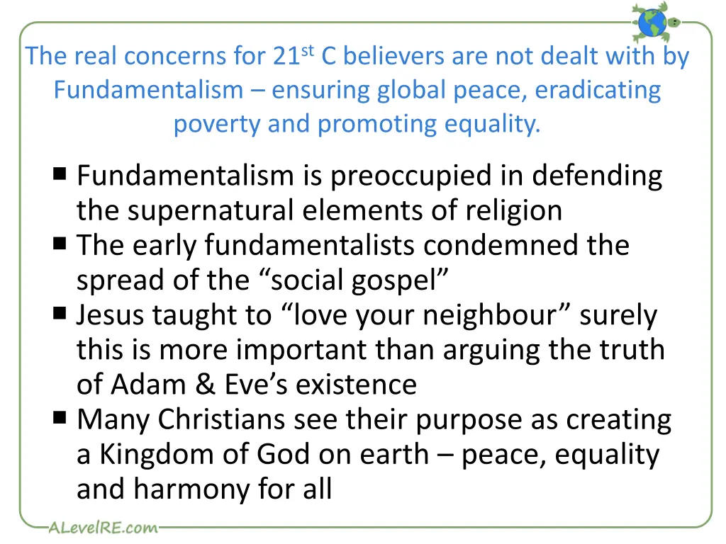 the real concerns for 21 st c believers