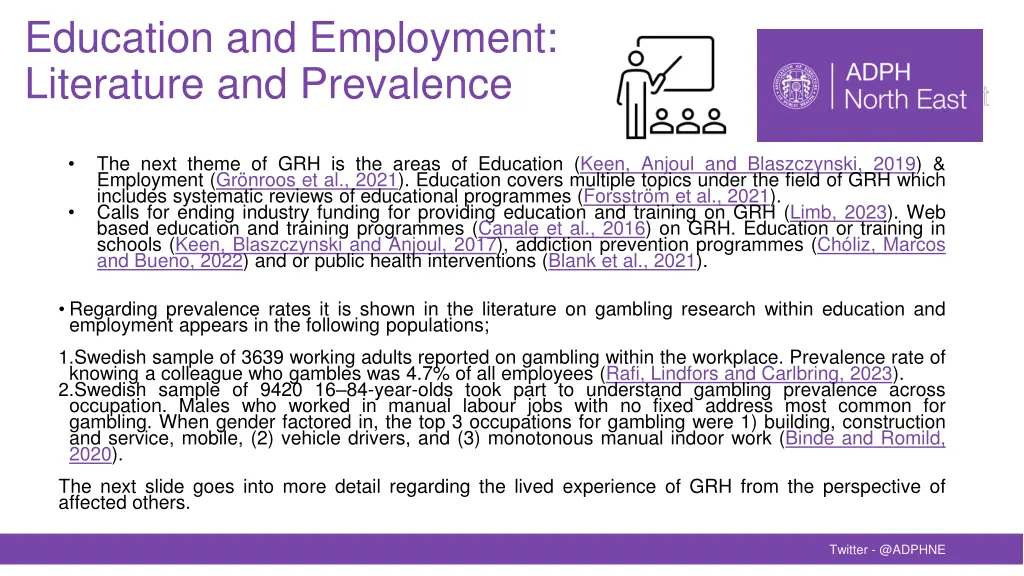 education and employment literature and prevalence